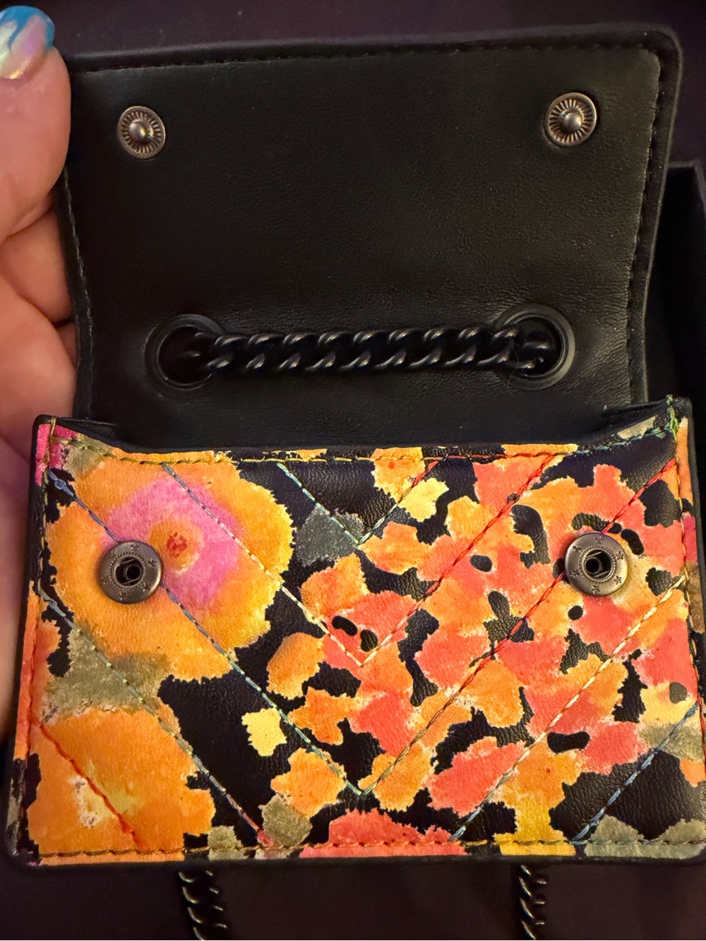 Kurt Geiger Micro Multicolor Quilted Chain Shoulder Wallet NWT - Picture 7 of 8